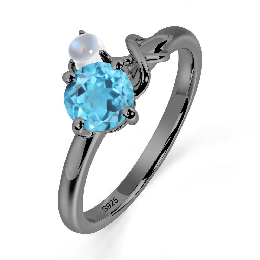 Swiss Blue Topaz Infinity Symbol Ring - LUO Jewelry #metal_black finish sterling silver