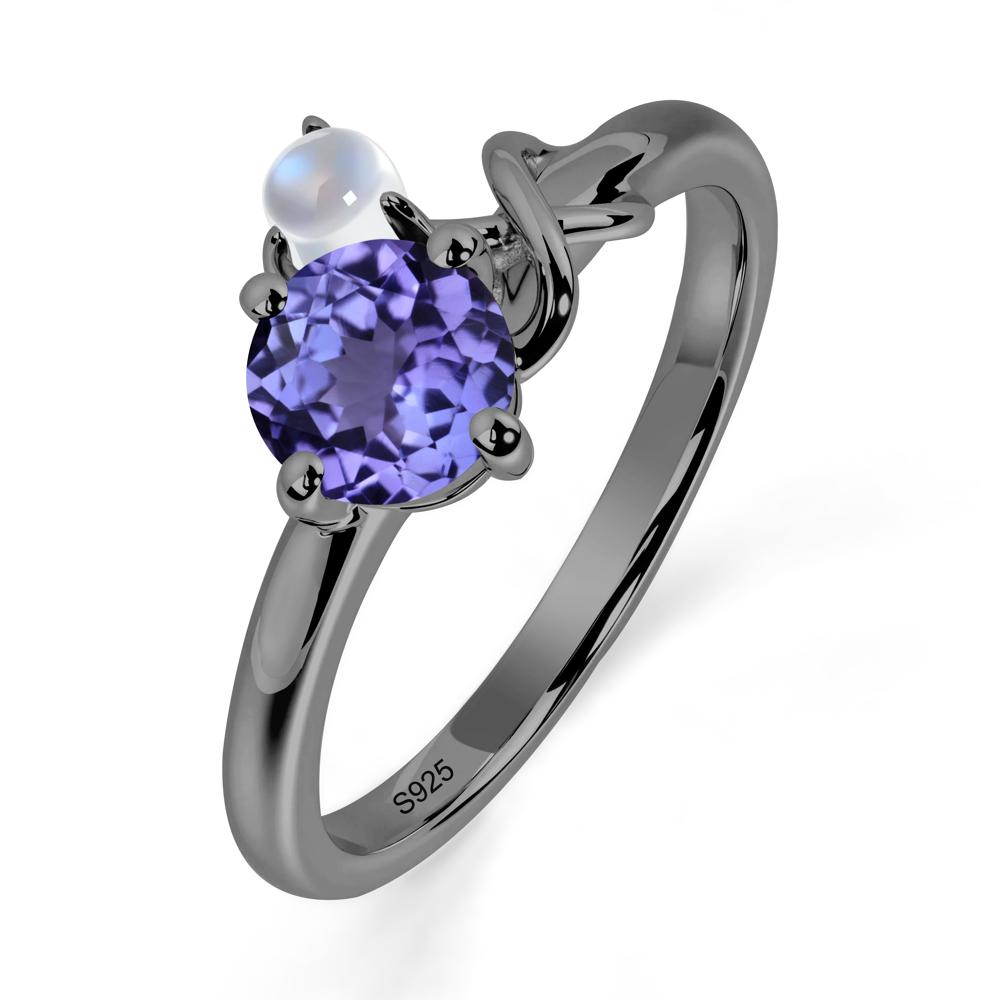 Petite Tanzanite Infinity Engagement Ring - LUO Jewelry #metal_black finish sterling silver
