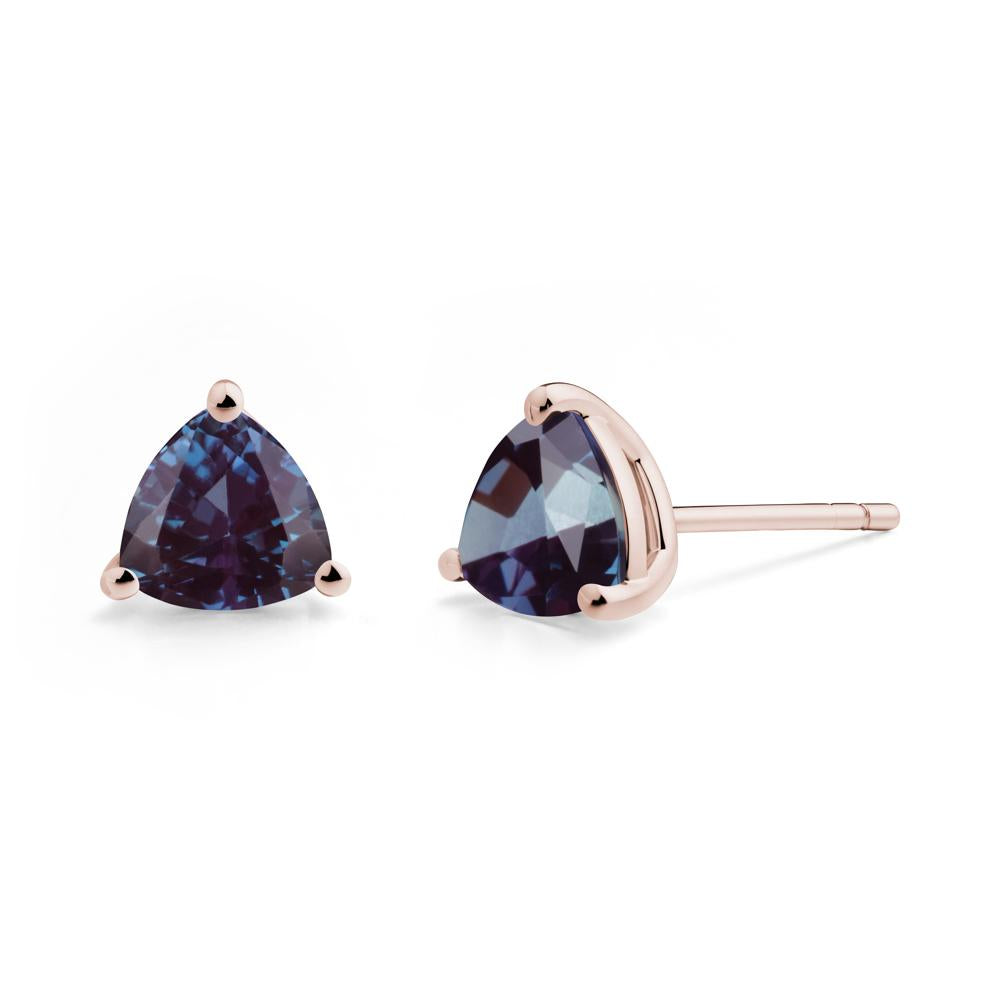 Trillion Cut Alexandrite Stud Earrings - LUO Jewelry #metal_14k rose gold