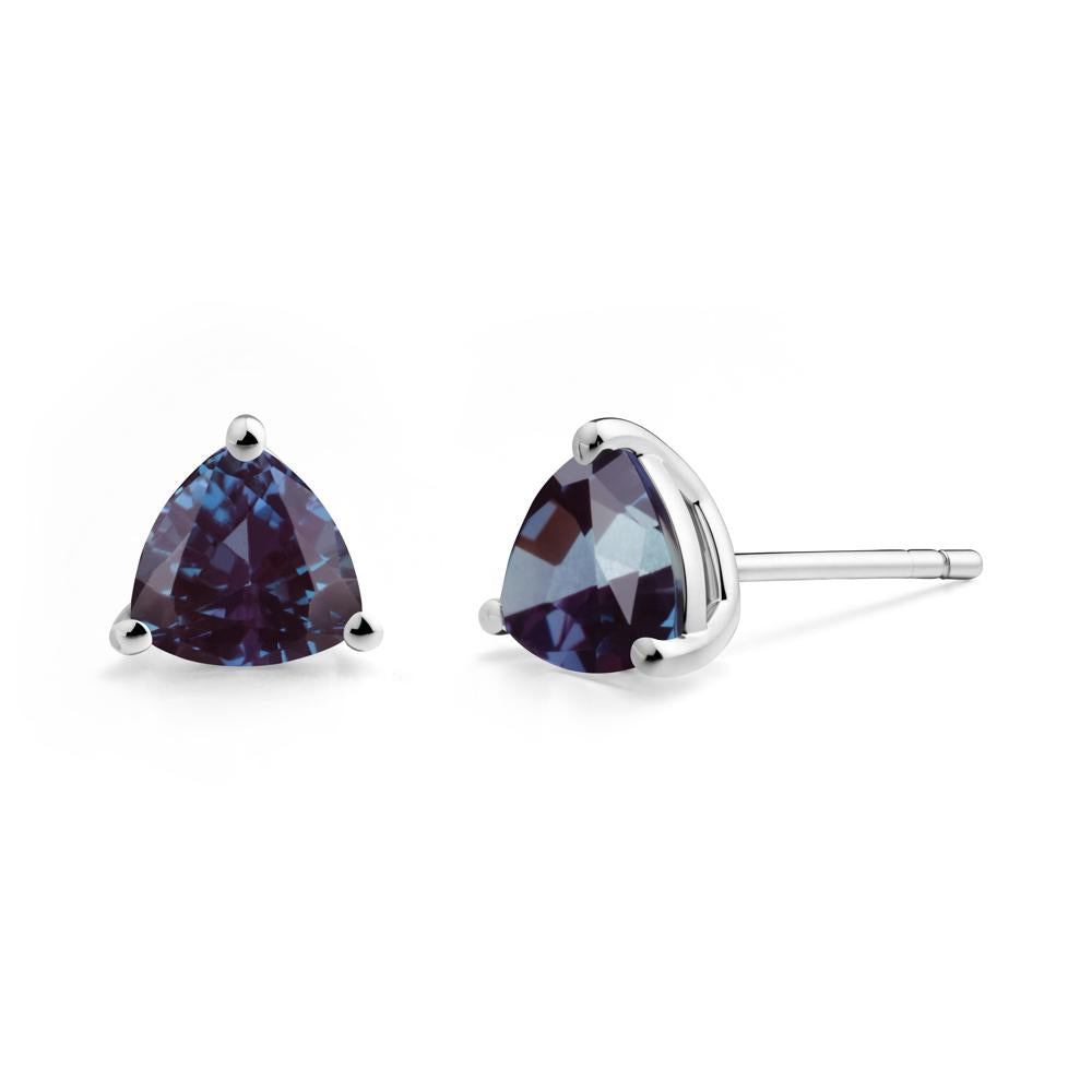 Trillion Cut Alexandrite Stud Earrings - LUO Jewelry #metal_14k white gold