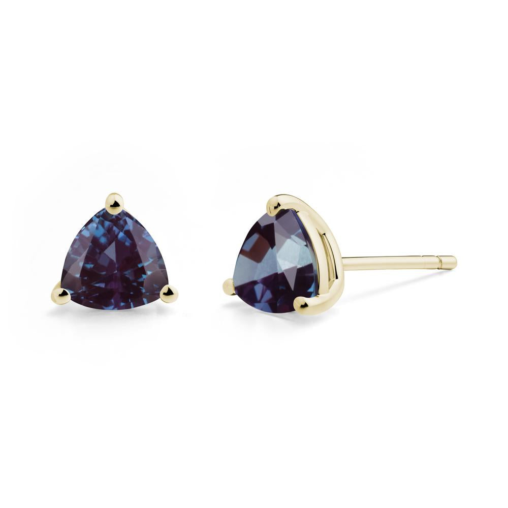Trillion Cut Alexandrite Stud Earrings - LUO Jewelry #metal_14k yellow gold