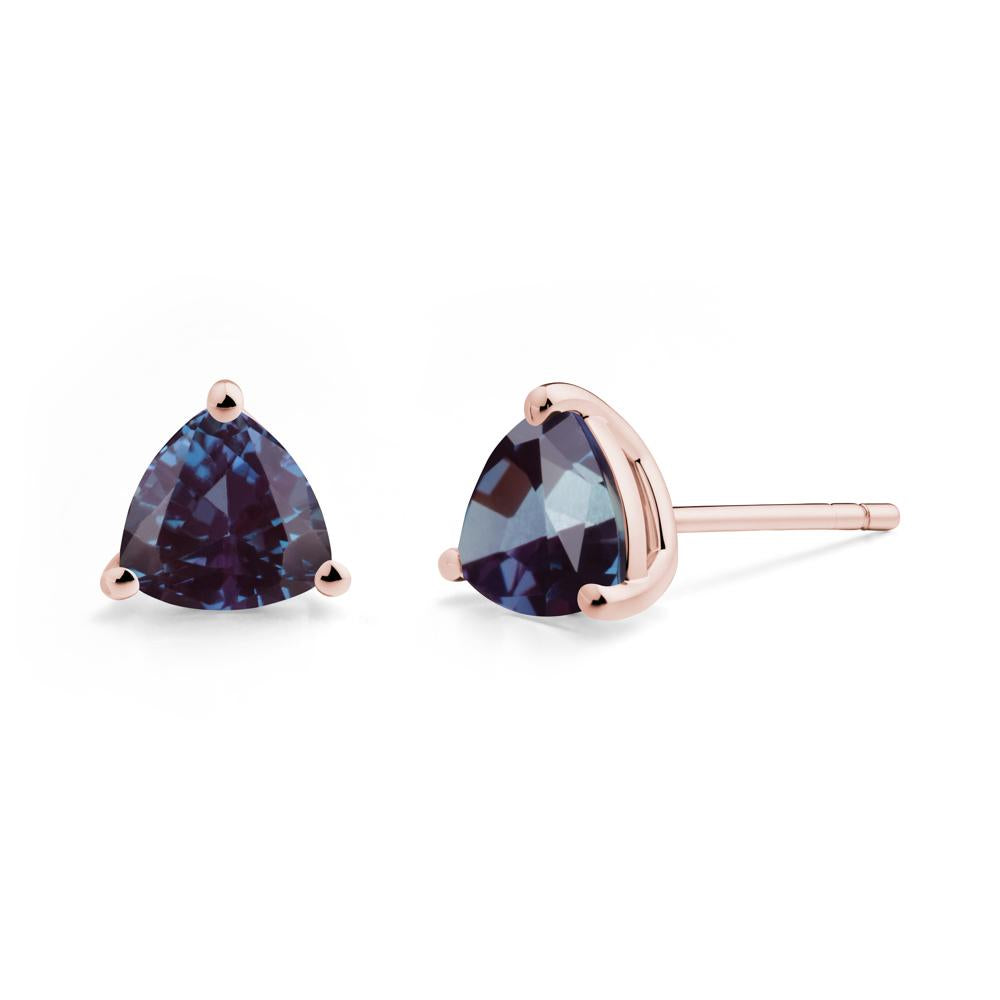Trillion Cut Alexandrite Stud Earrings - LUO Jewelry #metal_18k rose gold