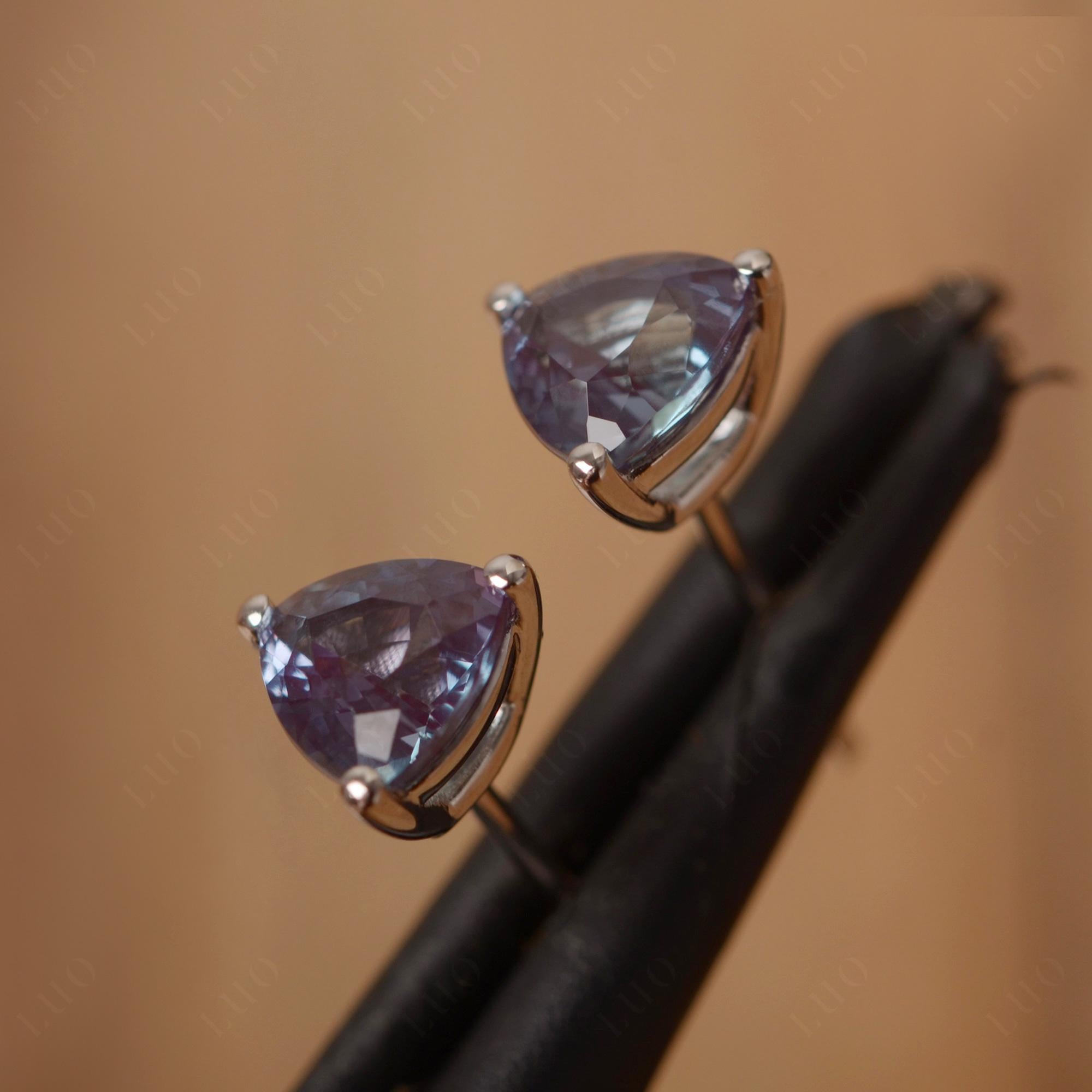Trillion Cut Alexandrite Stud Earrings - LUO Jewelry