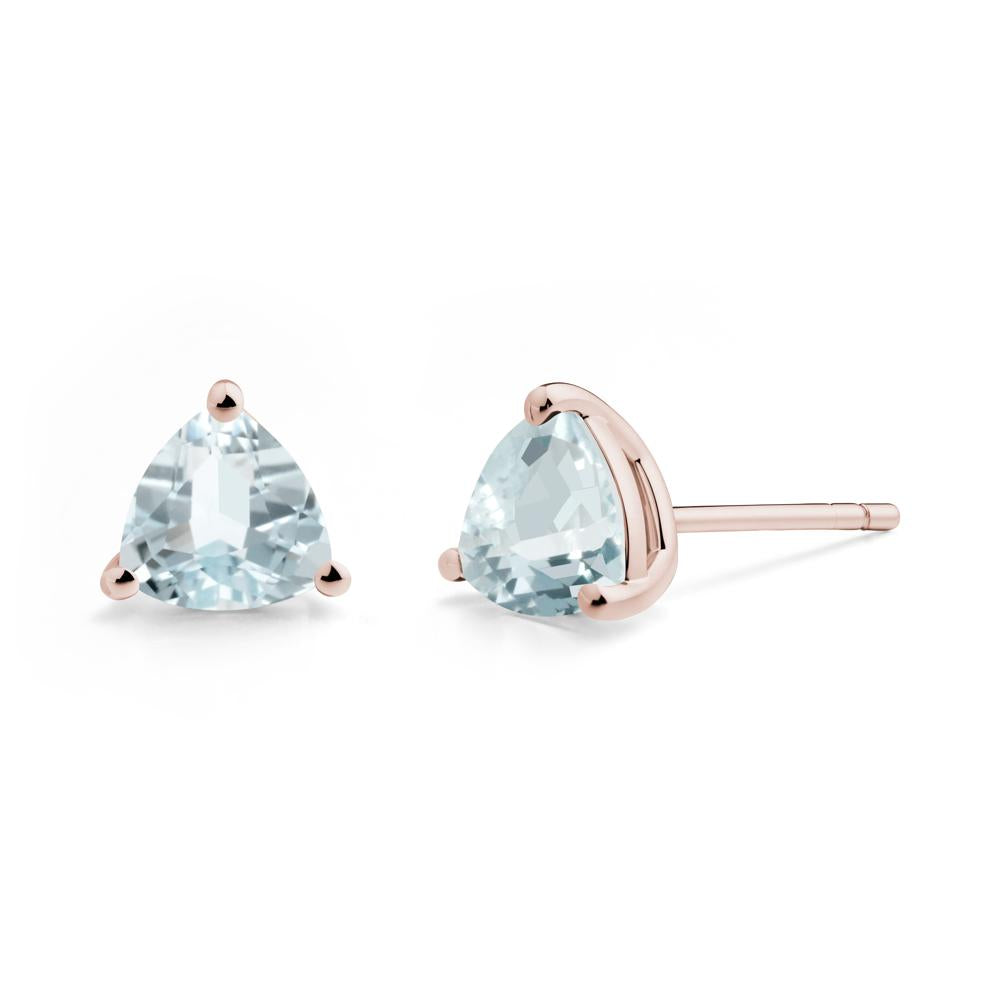 Trillion Cut Aquamarine Stud Earrings - LUO Jewelry #metal_14k rose gold