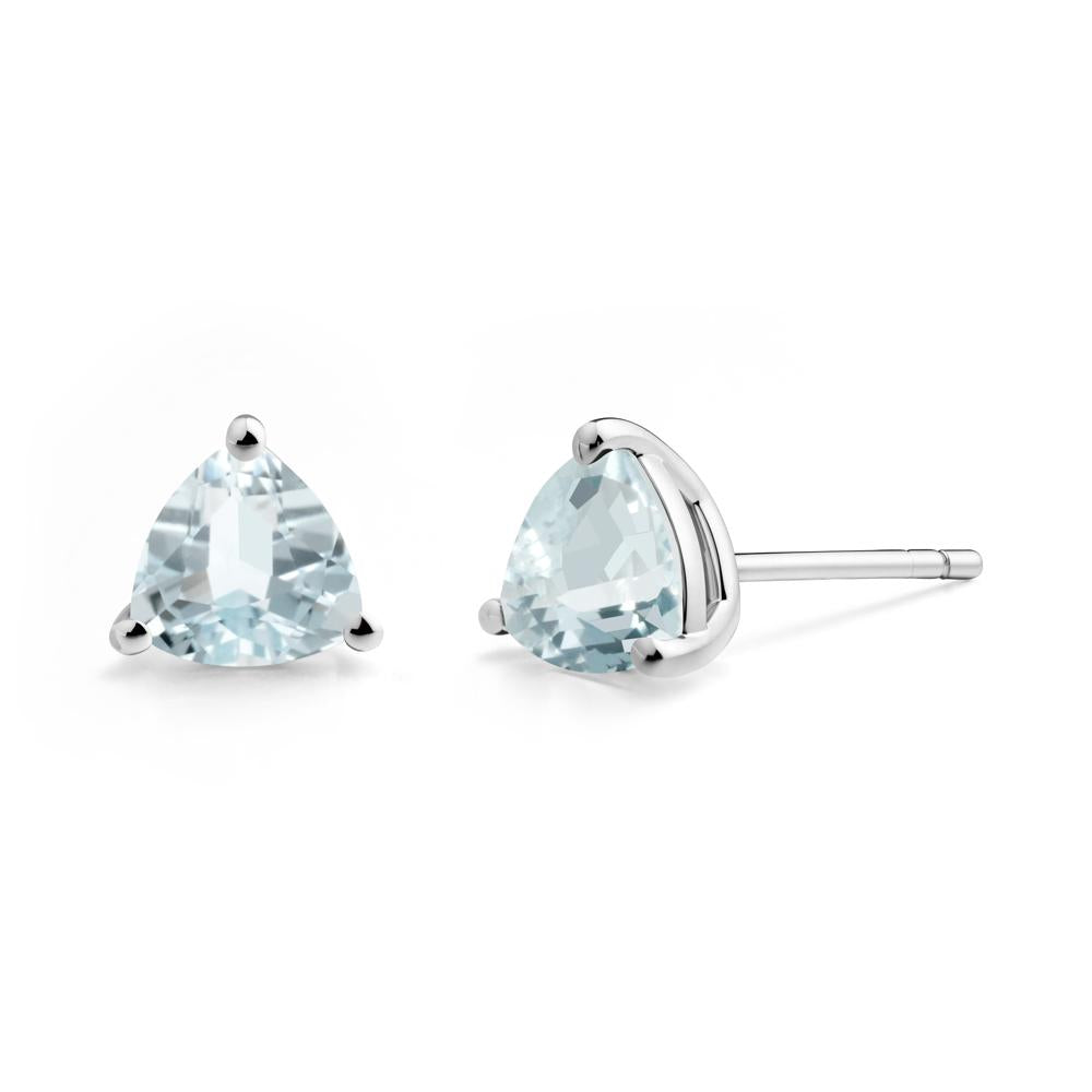 Trillion Cut Aquamarine Stud Earrings - LUO Jewelry #metal_14k white gold