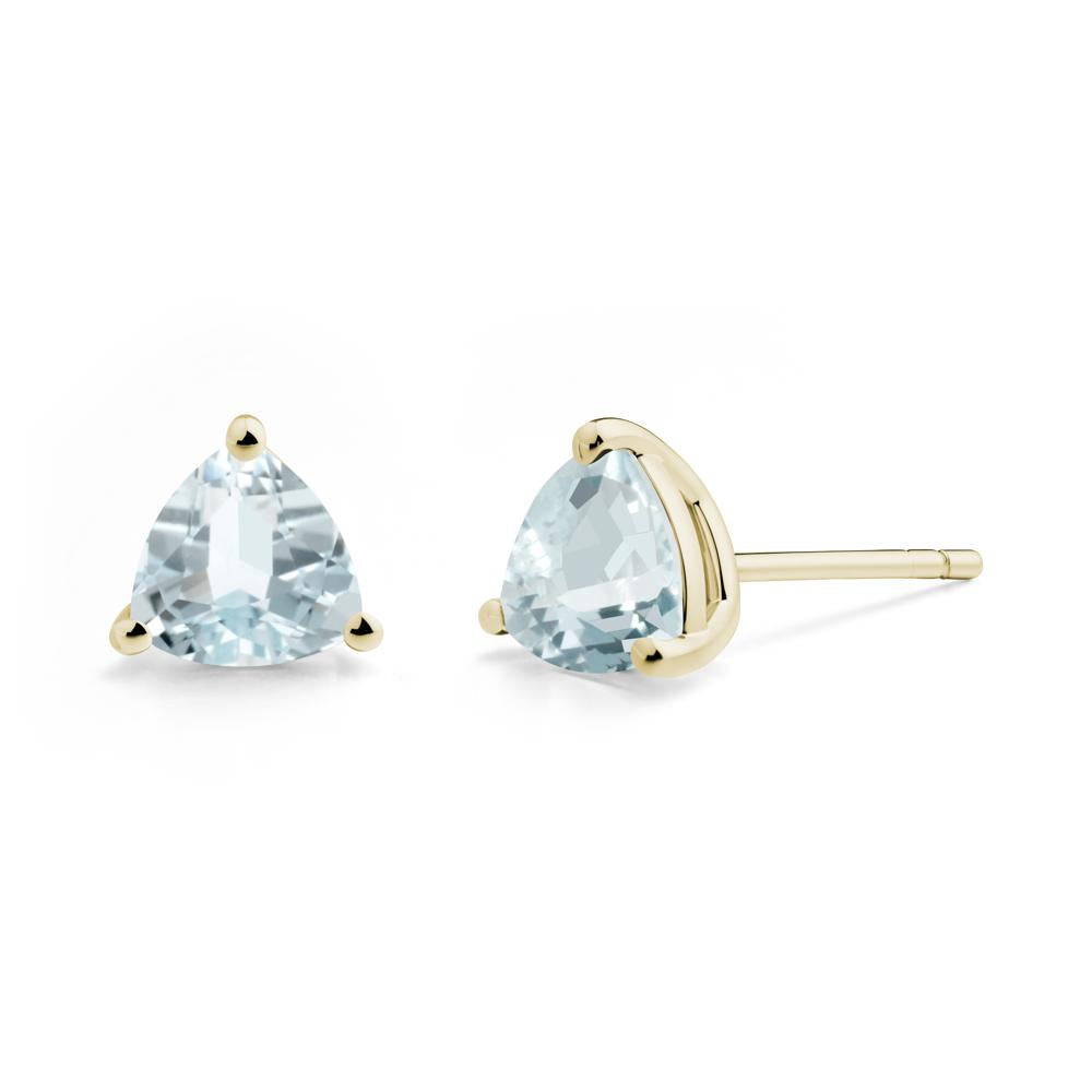 Trillion Cut Aquamarine Stud Earrings - LUO Jewelry #metal_14k yellow gold