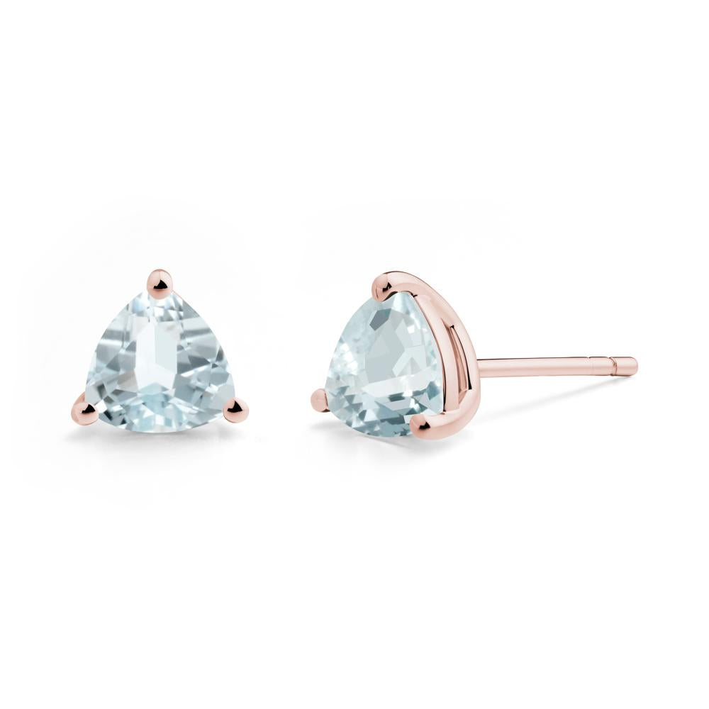 Trillion Cut Aquamarine Stud Earrings - LUO Jewelry #metal_18k rose gold
