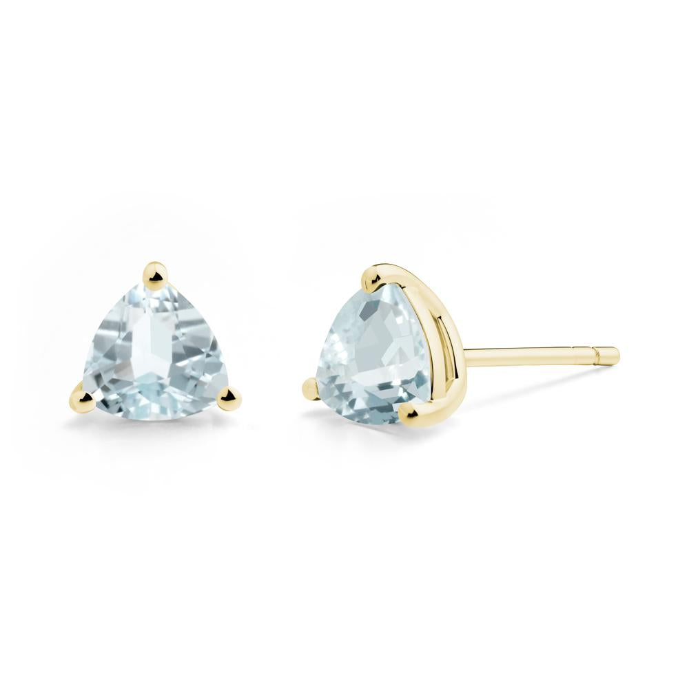 Trillion Cut Aquamarine Stud Earrings - LUO Jewelry #metal_18k yellow gold
