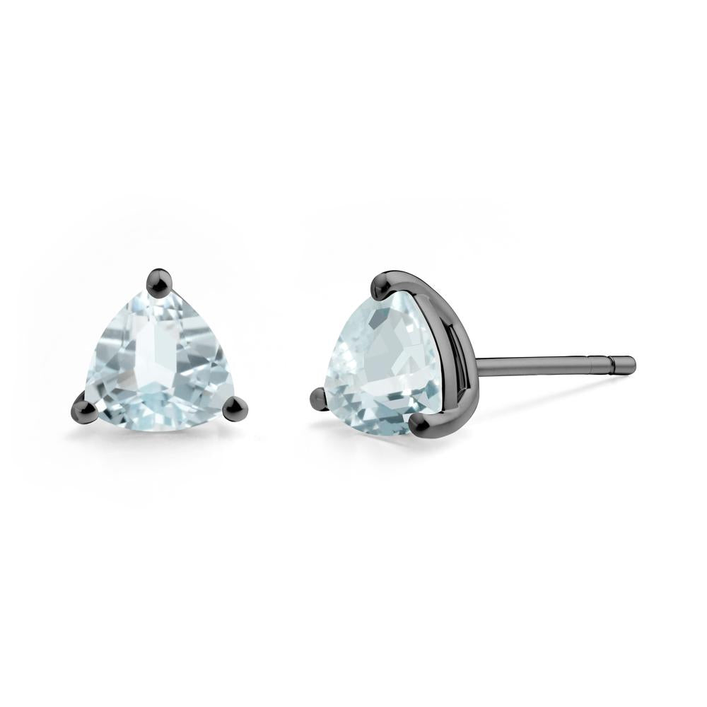 Trillion Cut Aquamarine Stud Earrings - LUO Jewelry #metal_black finish sterling silver