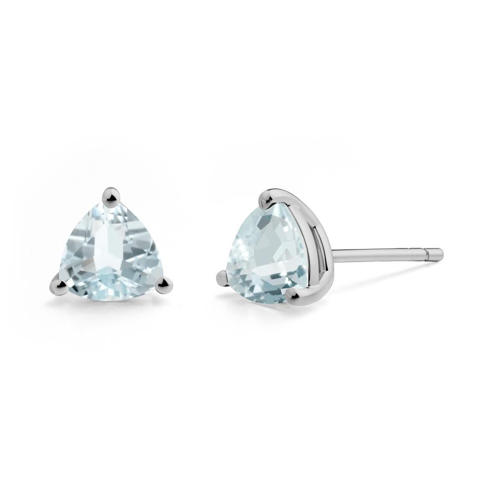 Trillion Cut Aquamarine Stud Earrings - LUO Jewelry #metal_platinum