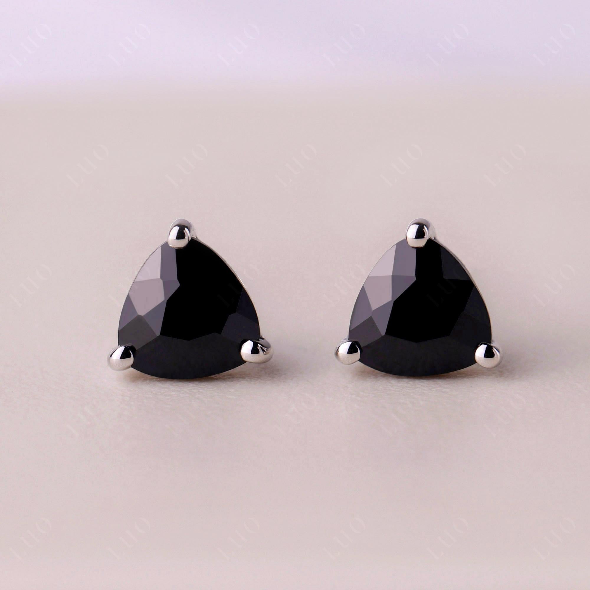 Trillion Cut Black Spinel Stud Earrings - LUO Jewelry