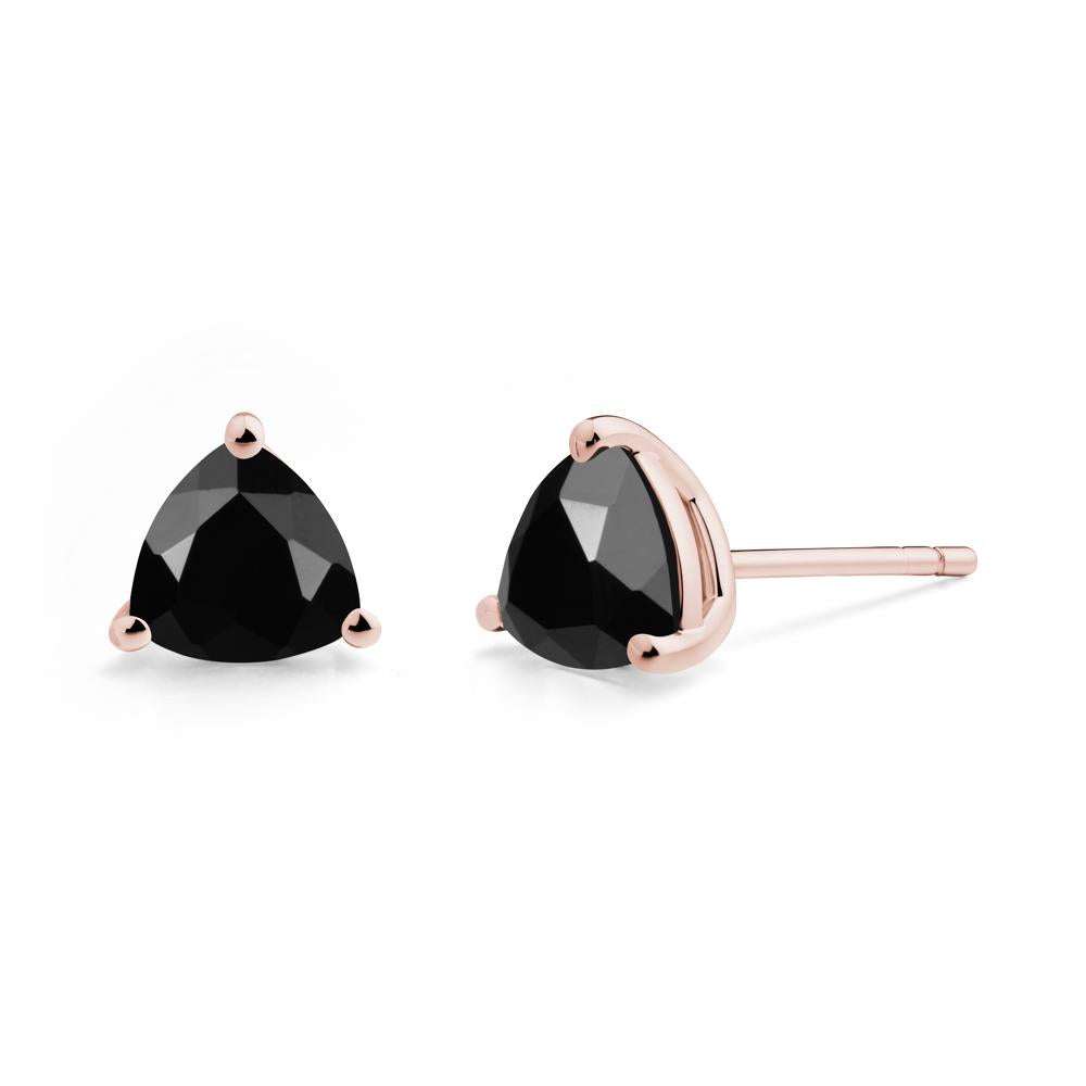 Trillion Cut Black Spinel Stud Earrings - LUO Jewelry #metal_18k rose gold