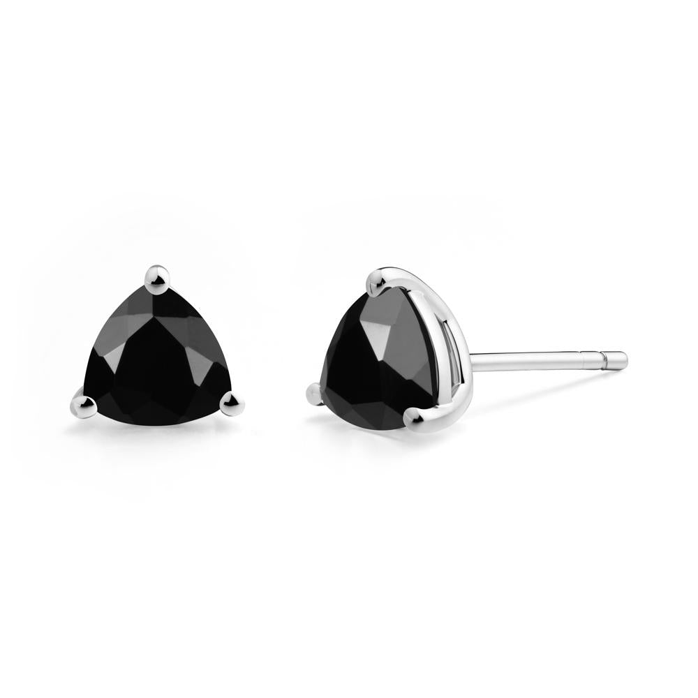 Trillion Cut Black Spinel Stud Earrings - LUO Jewelry #metal_18k white gold