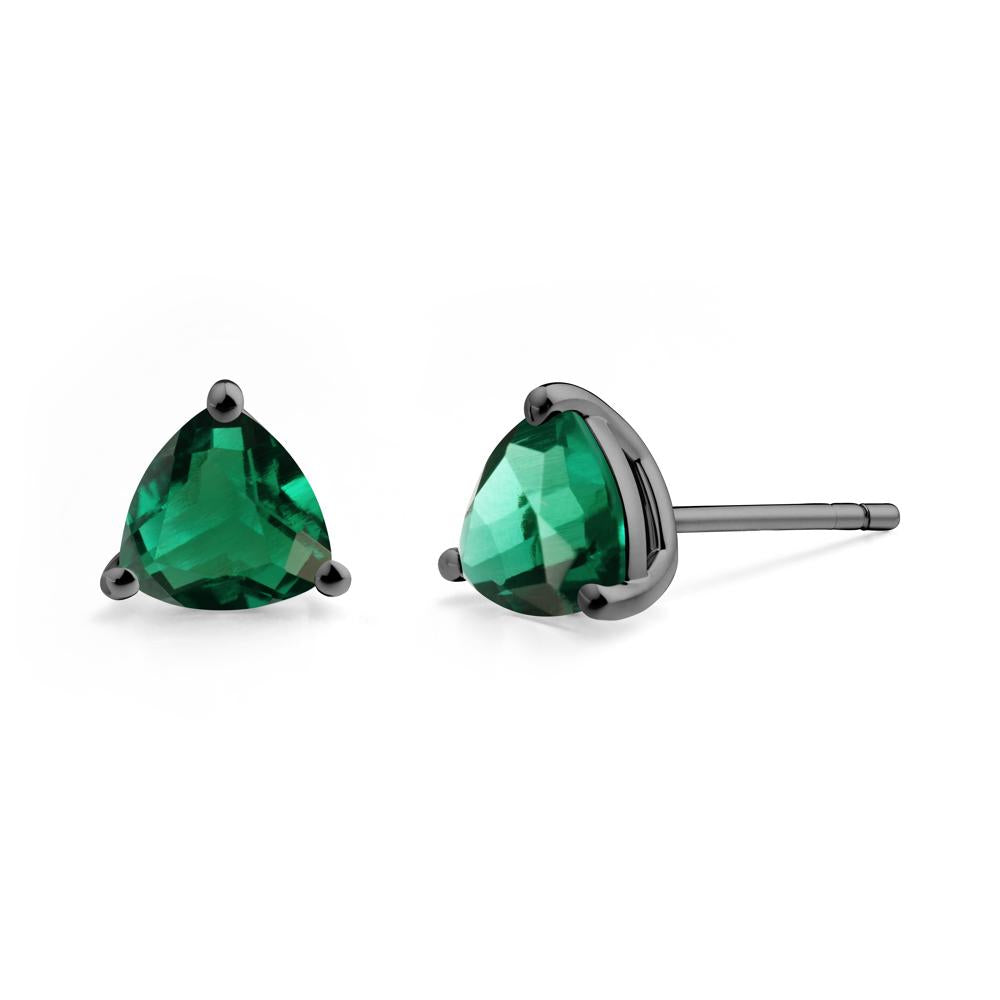 Trillion Cut Emerald Stud Earrings - LUO Jewelry #metal_black finish sterling silver