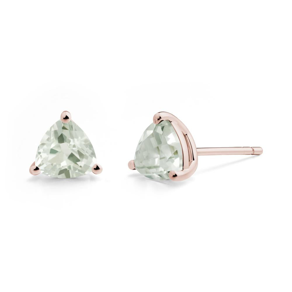 Green Amethyst Stud Earrings - LUO Jewelry #metal_14k rose gold