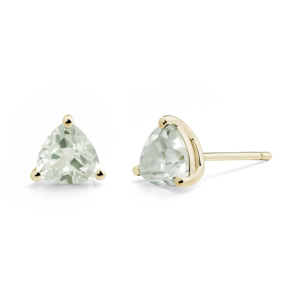 Green Amethyst Stud Earrings - LUO Jewelry #metal_14k yellow gold