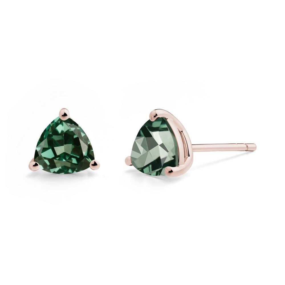 Green Sapphire Stud Earrings - LUO Jewelry #metal_14k rose gold
