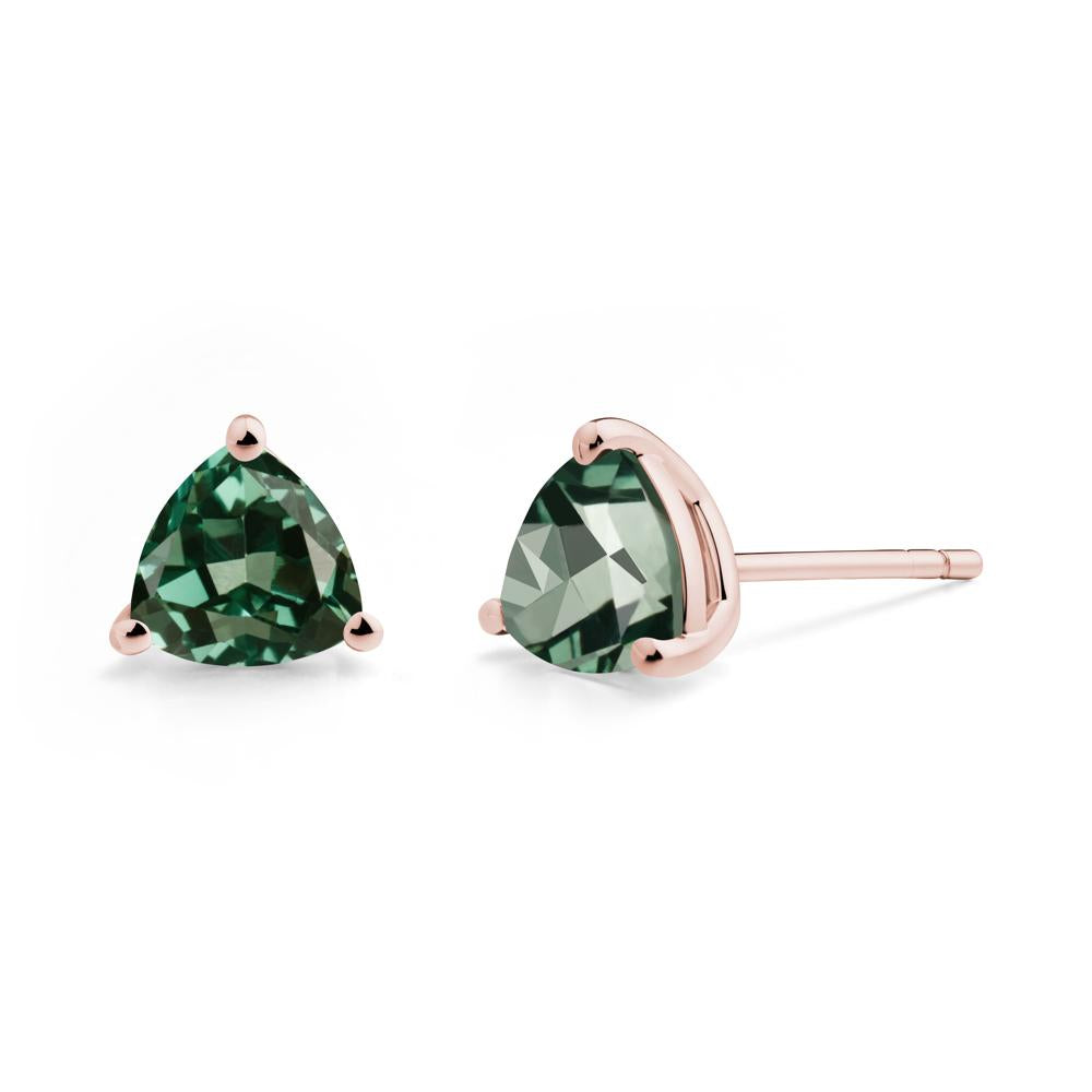 Green Sapphire Stud Earrings - LUO Jewelry #metal_18k rose gold