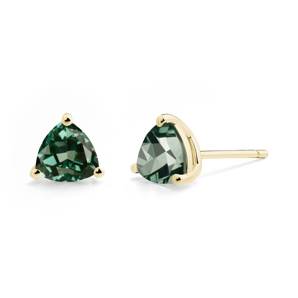 Green Sapphire Stud Earrings - LUO Jewelry #metal_18k yellow gold