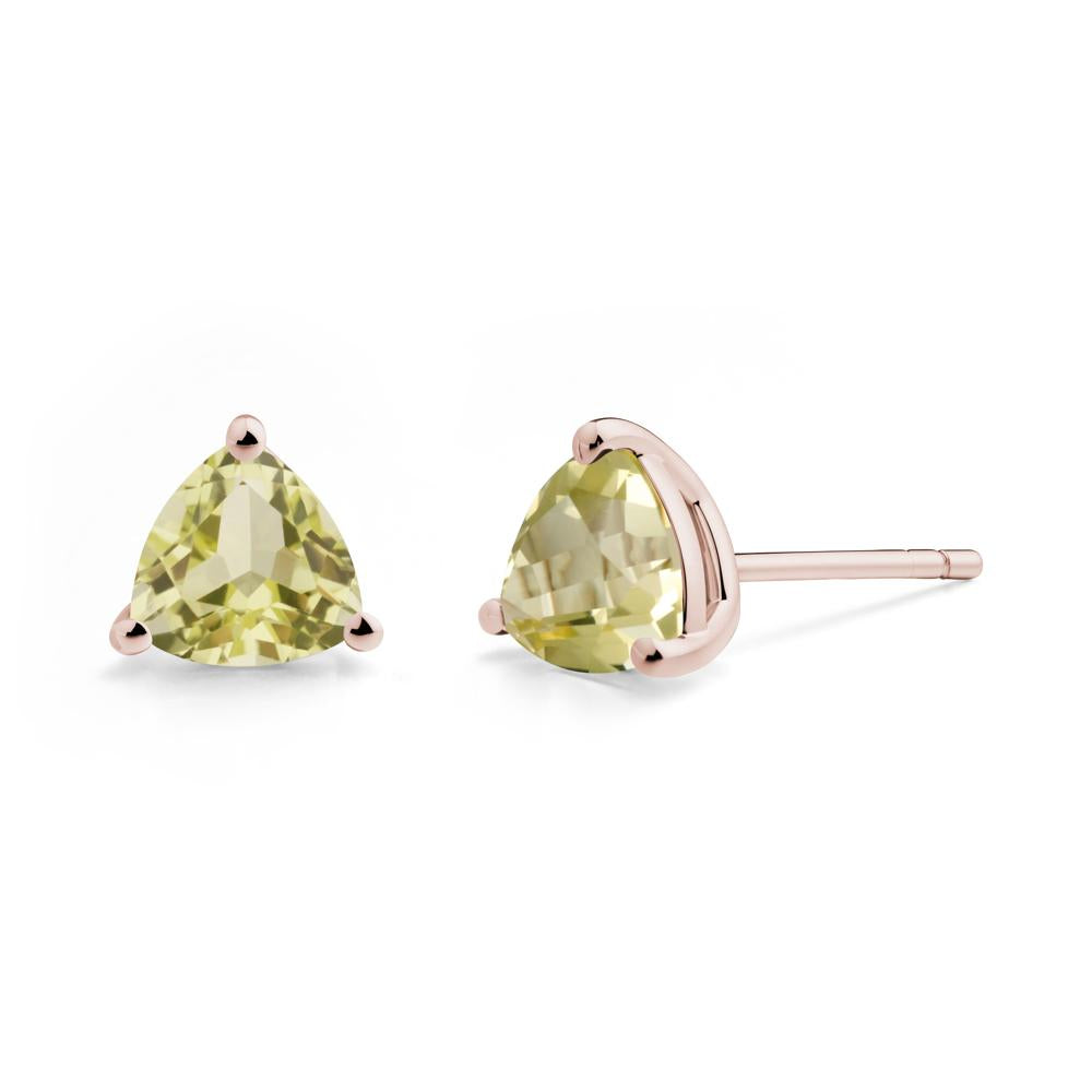 Trillion Cut Lemon Quartz Stud Earrings - LUO Jewelry #metal_14k rose gold