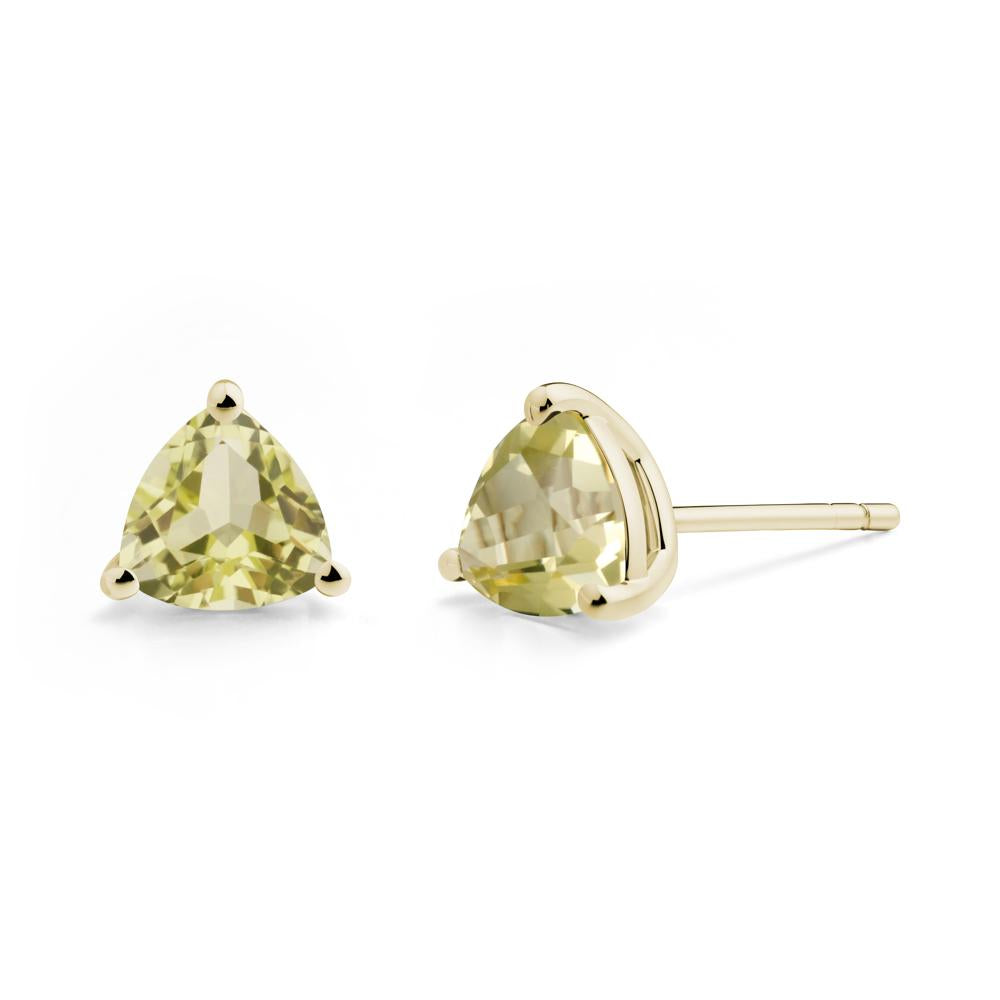 Trillion Cut Lemon Quartz Stud Earrings - LUO Jewelry #metal_14k yellow gold