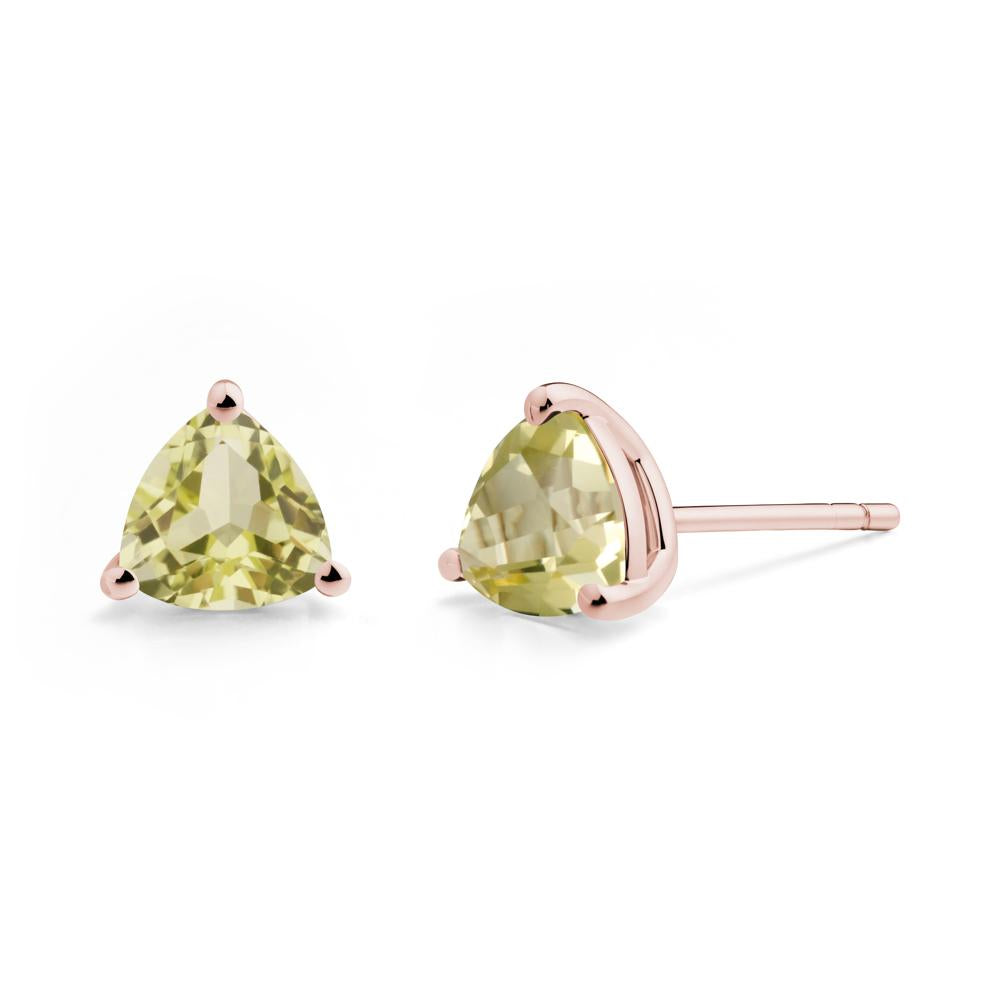 Trillion Cut Lemon Quartz Stud Earrings - LUO Jewelry #metal_18k rose gold
