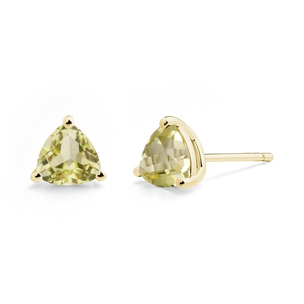 Trillion Cut Lemon Quartz Stud Earrings - LUO Jewelry #metal_18k yellow gold