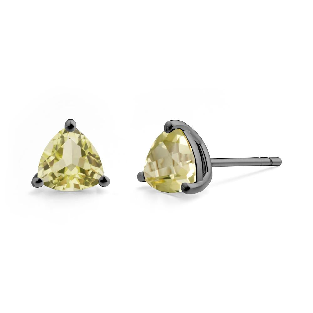Trillion Cut Lemon Quartz Stud Earrings - LUO Jewelry #metal_black finish sterling silver
