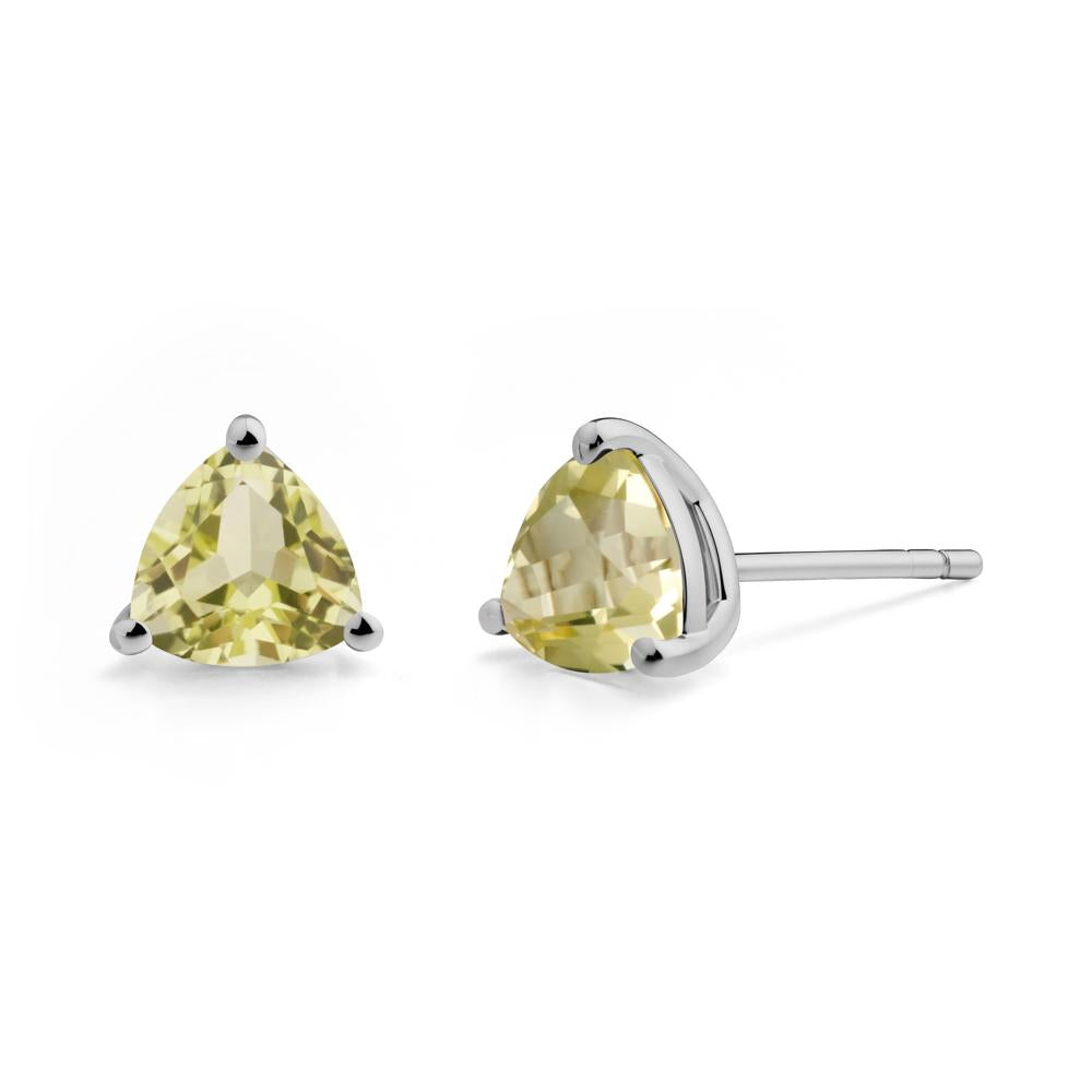 Trillion Cut Lemon Quartz Stud Earrings - LUO Jewelry #metal_platinum