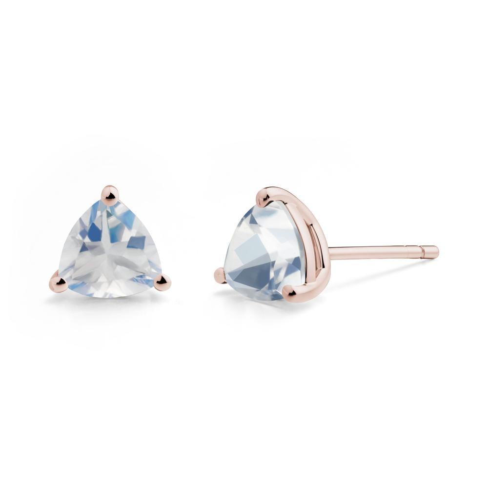 Trillion Cut Moonstone Stud Earrings - LUO Jewelry #metal_14k rose gold