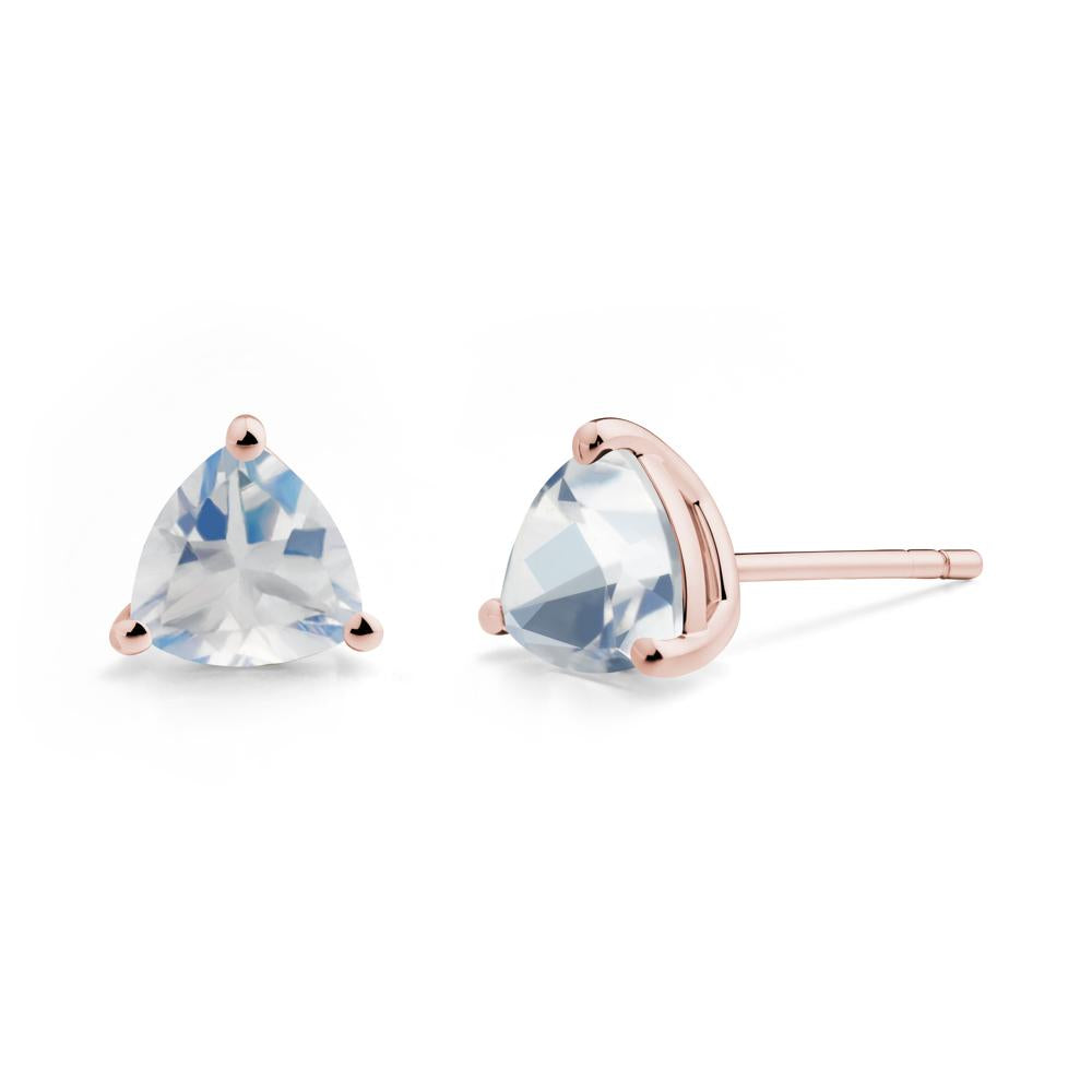 Trillion Cut Moonstone Stud Earrings - LUO Jewelry #metal_18k rose gold