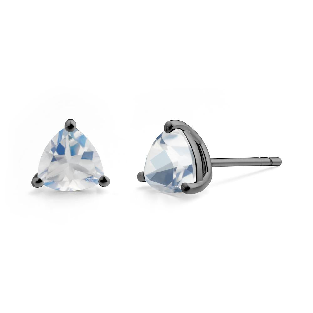 Trillion Cut Moonstone Stud Earrings - LUO Jewelry #metal_black finish sterling silver