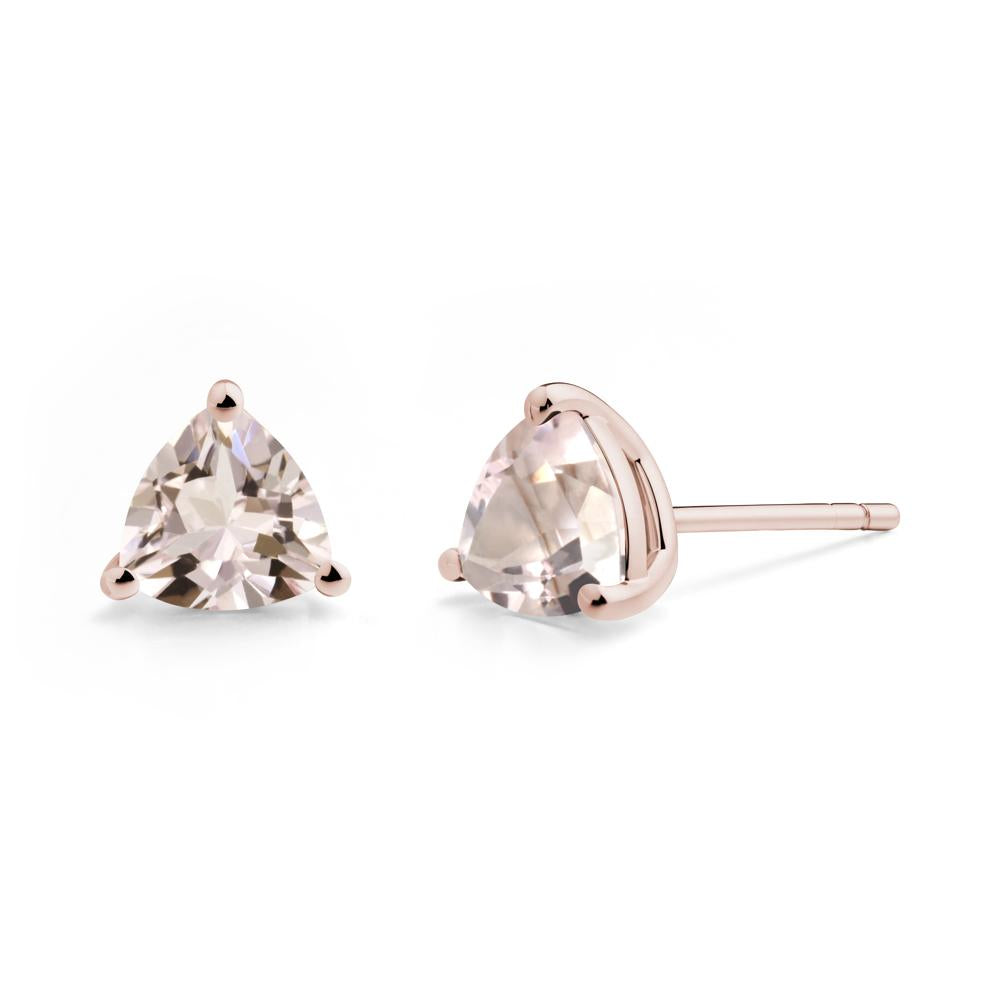 Trillion Cut Morganite Stud Earrings - LUO Jewelry #metal_14k rose gold