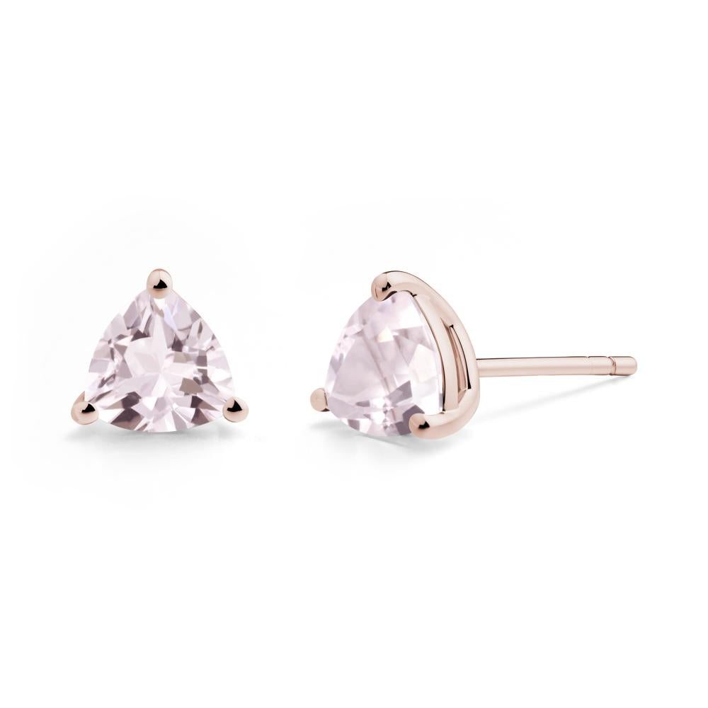 Trillion Cut Morganite Stud Earrings - LUO Jewelry #metal_14k rose gold