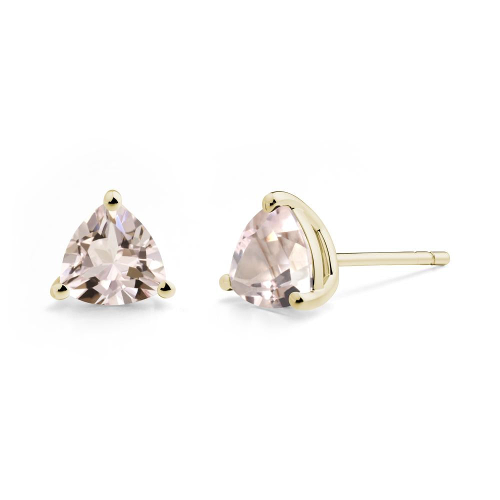 Trillion Cut Morganite Stud Earrings - LUO Jewelry #metal_14k yellow gold