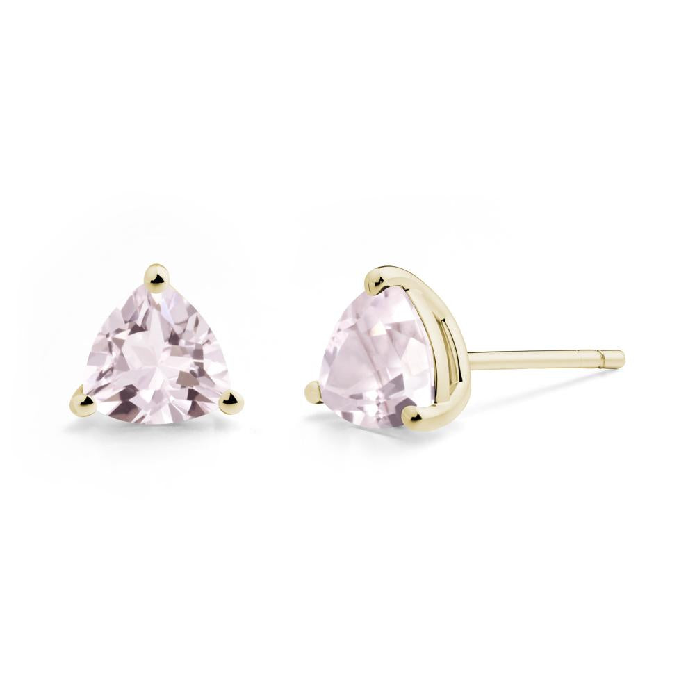 Trillion Cut Morganite Stud Earrings - LUO Jewelry #metal_14k yellow gold