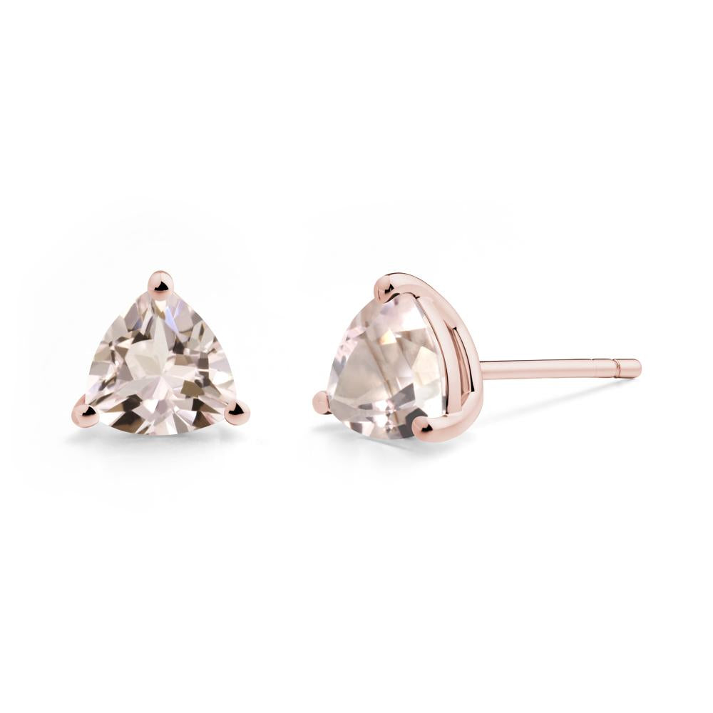 Trillion Cut Morganite Stud Earrings - LUO Jewelry #metal_18k rose gold
