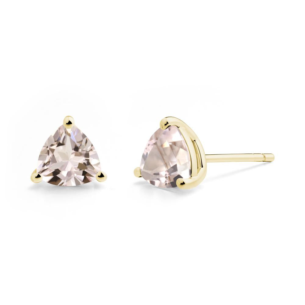 Trillion Cut Morganite Stud Earrings - LUO Jewelry #metal_18k yellow gold