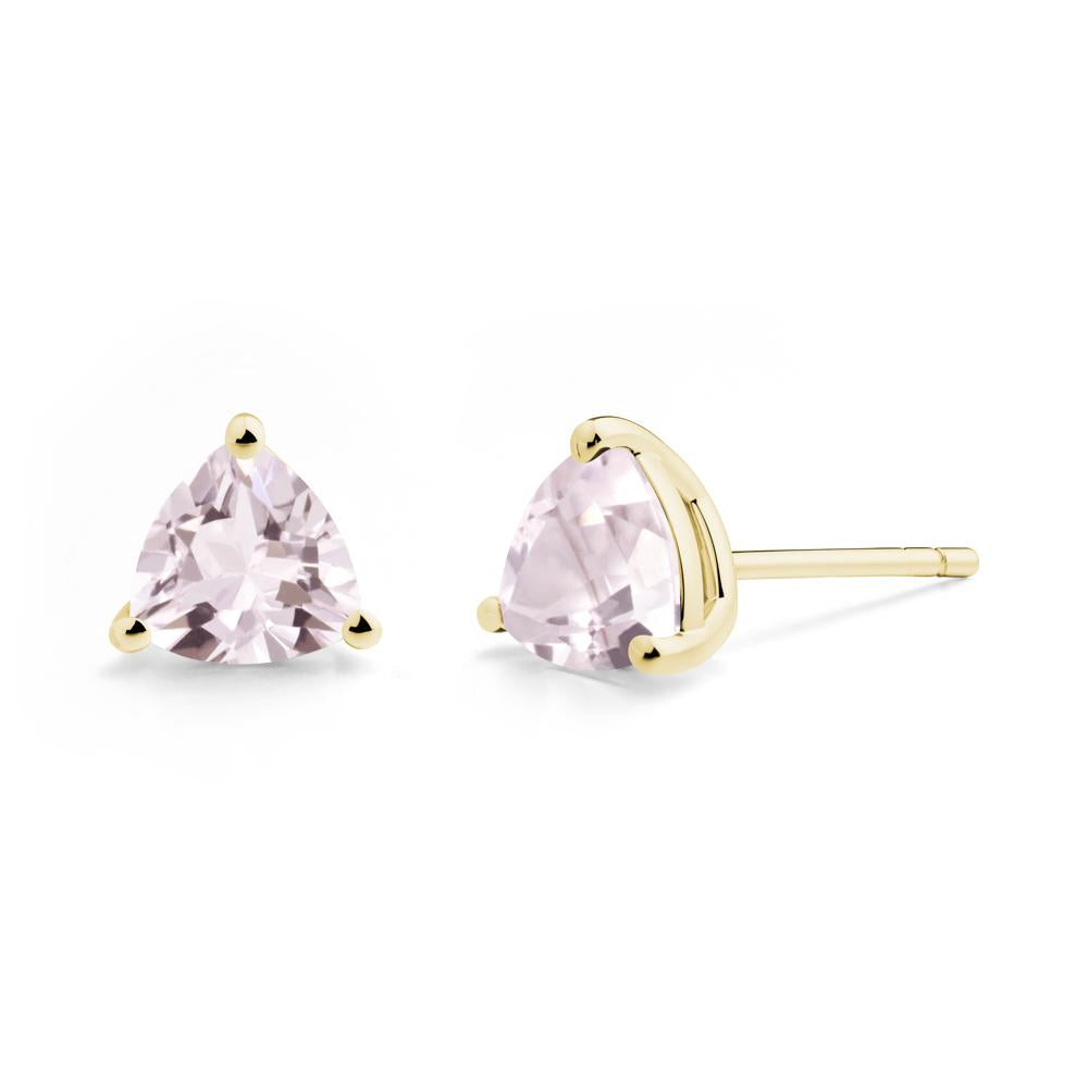 Trillion Cut Morganite Stud Earrings - LUO Jewelry #metal_18k yellow gold