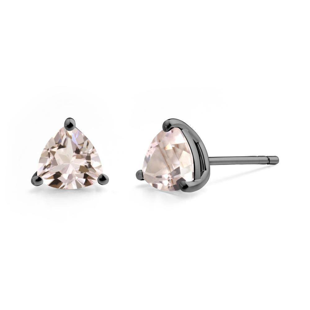 Trillion Cut Morganite Stud Earrings - LUO Jewelry #metal_black finish sterling silver