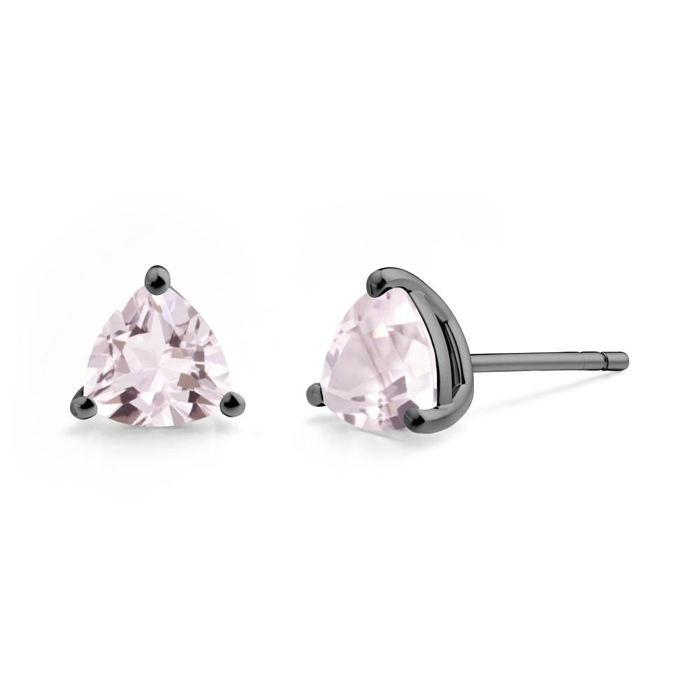 Trillion Cut Morganite Stud Earrings - LUO Jewelry #metal_black finish sterling silver