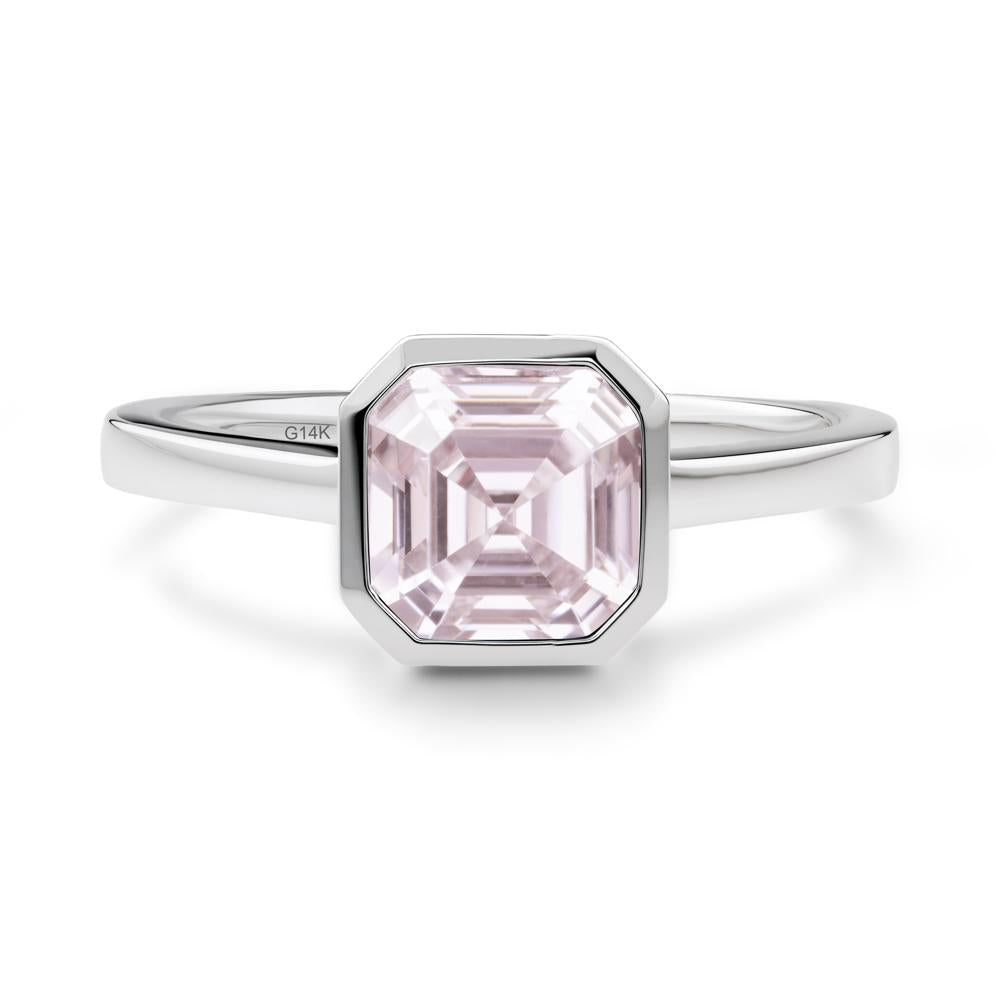 Pink Cubic Zirconia Asscher Bezel Ring - LUO Jewelry #metal_14k white gold