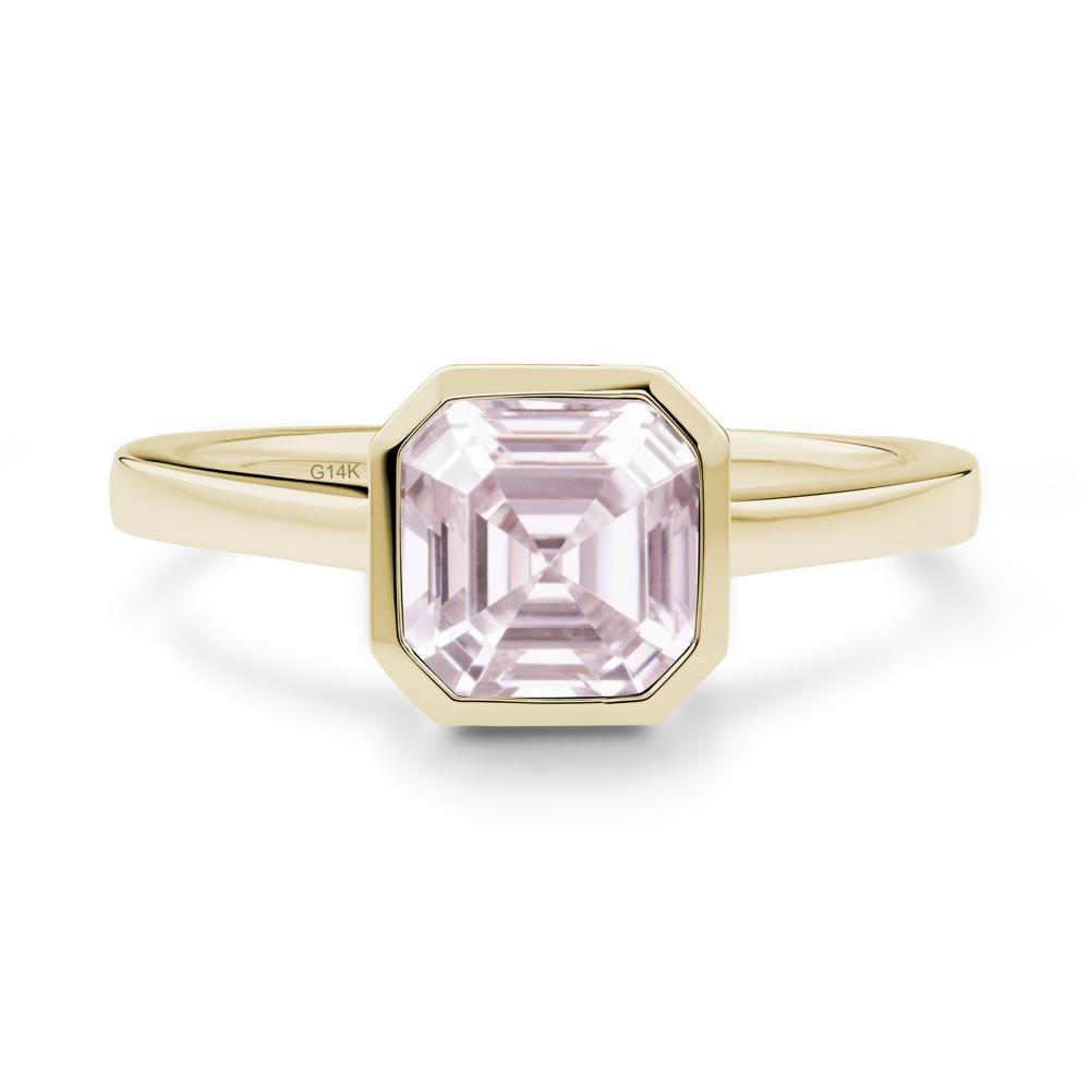Pink Cubic Zirconia Asscher Bezel Ring - LUO Jewelry #metal_14k yellow gold