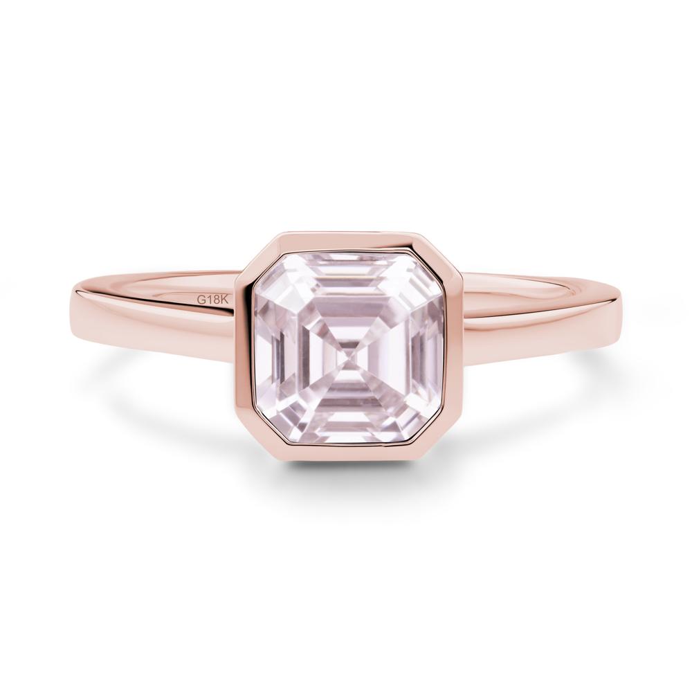 Pink Cubic Zirconia Asscher Bezel Ring - LUO Jewelry #metal_18k rose gold