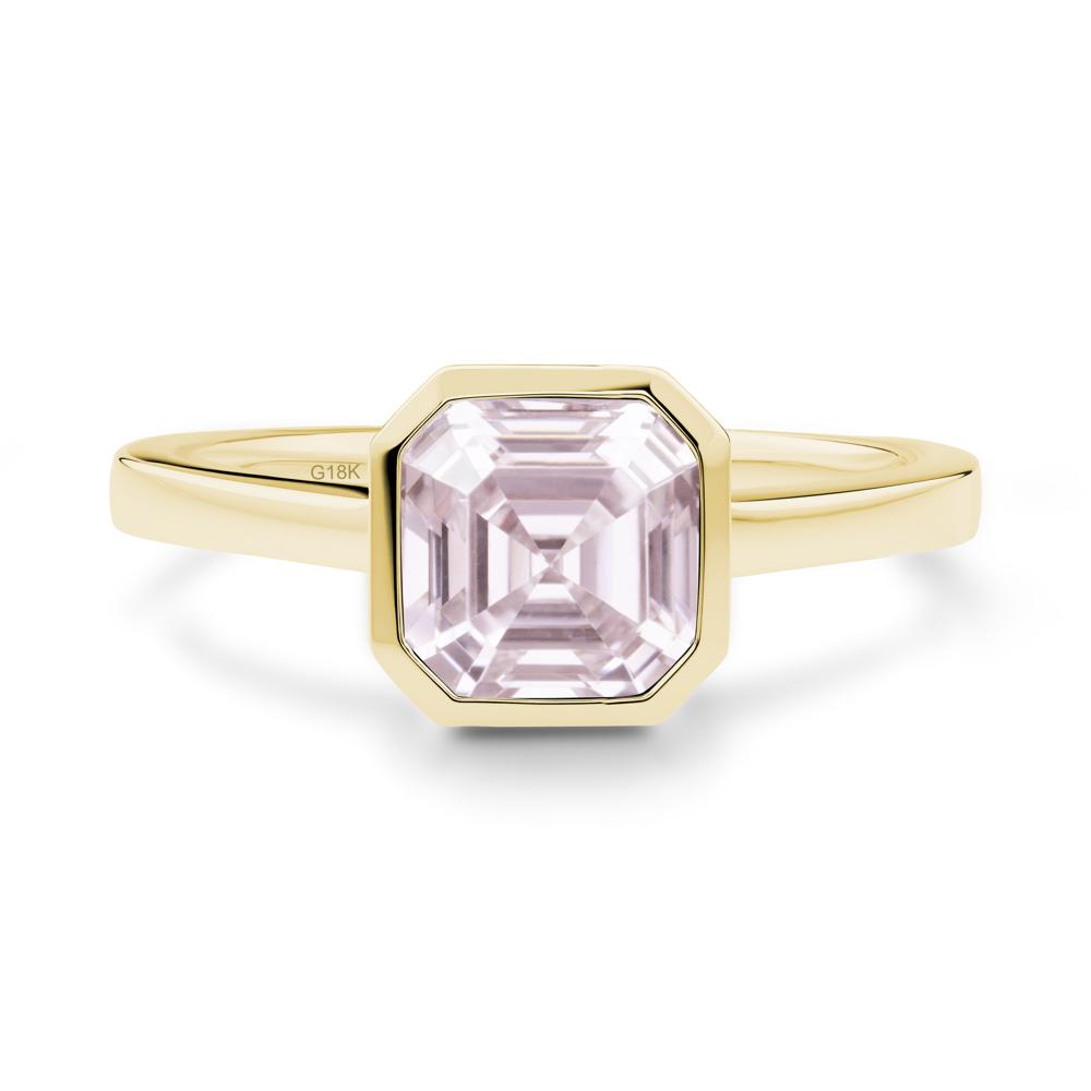 Pink Cubic Zirconia Asscher Bezel Ring - LUO Jewelry #metal_18k yellow gold