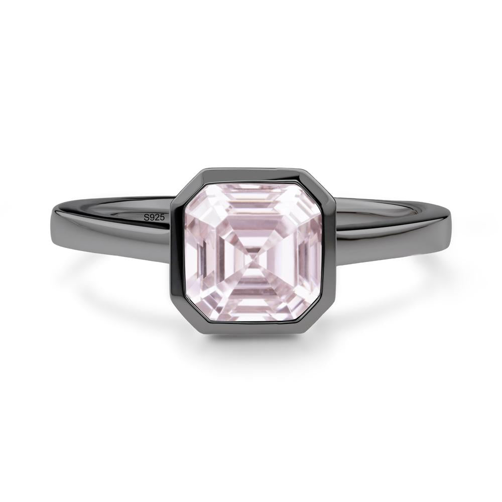 Pink Cubic Zirconia Asscher Bezel Ring - LUO Jewelry #metal_black finish sterling silver