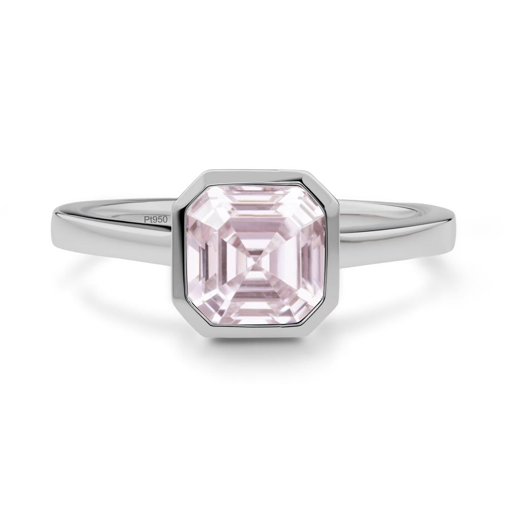 Pink Cubic Zirconia Asscher Bezel Ring - LUO Jewelry #metal_platinum