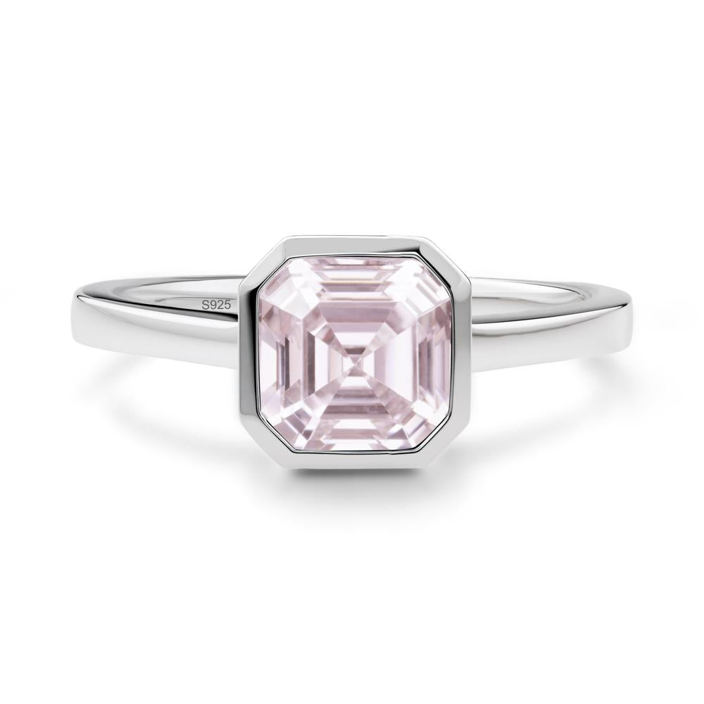 Pink Cubic Zirconia Asscher Bezel Ring - LUO Jewelry #metal_sterling silver