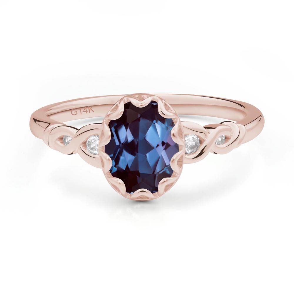 Alexandrite Vintage Oval Engagement Ring - LUO Jewelry #metal_14k rose gold