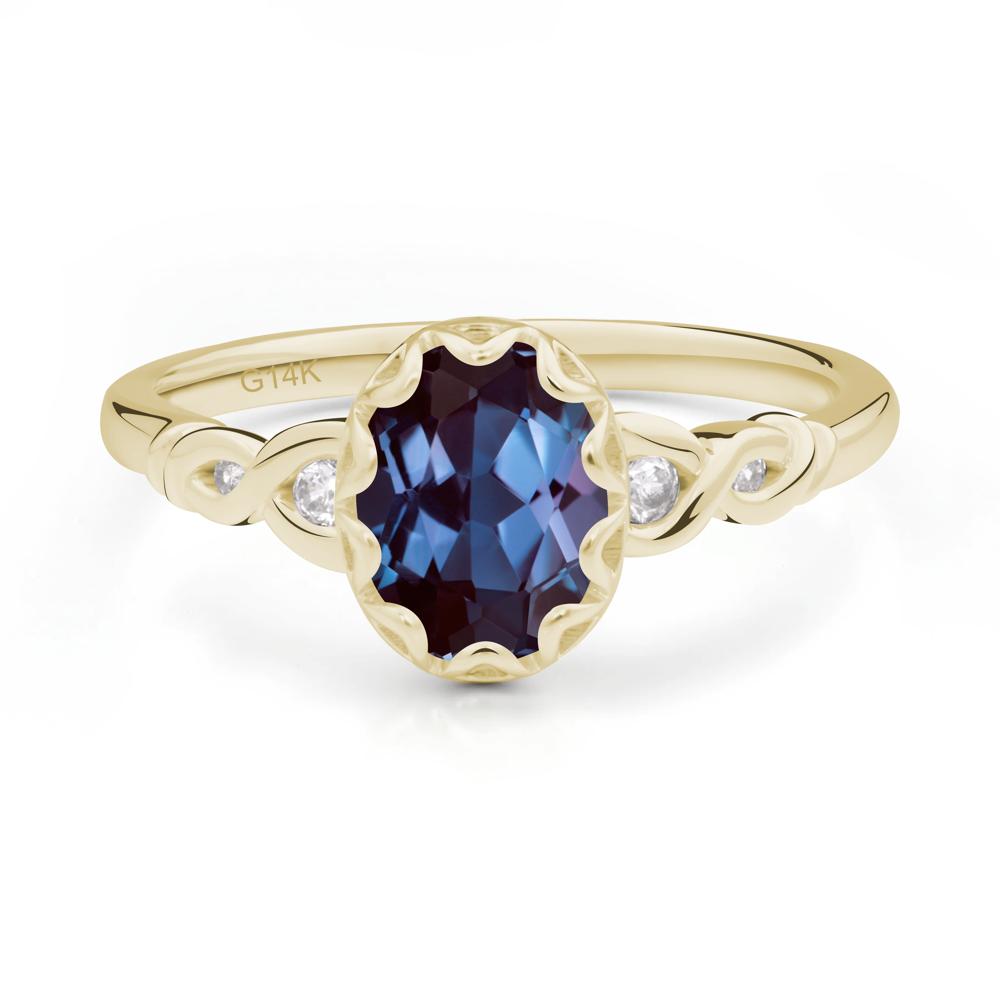Alexandrite Vintage Oval Engagement Ring - LUO Jewelry #metal_14k yellow gold